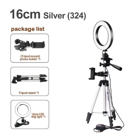 26CM LED Ring Light Photography Kit Photo Studio Camera Light Makeup Video live Selfie Fill Lamp with Phone Clip Holder Tripod