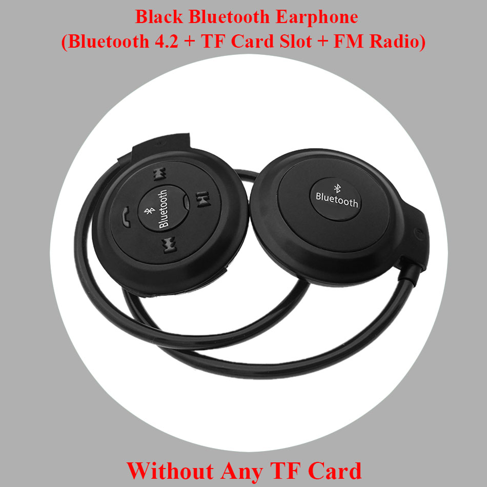 HOMEBARL 3D Mini 503 Mini503 Bluetooth 4.2 FM Headset Sport Wireless Headphones Music Stereo Earphones + 8GB 16GB Micro SD Card: Black No TF Card