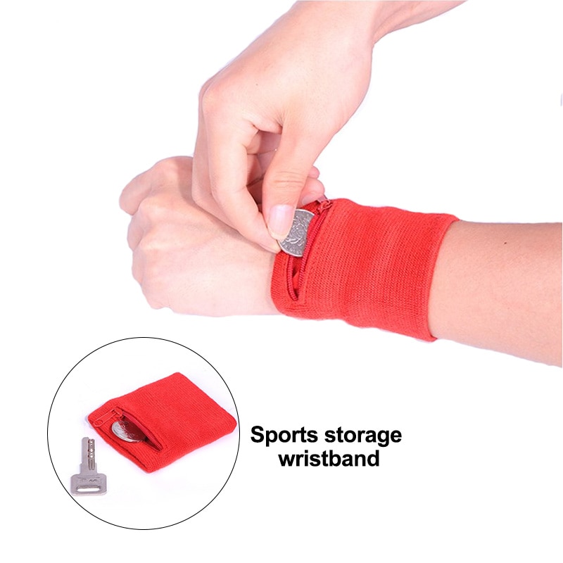 1pc lynlås lommer sport armbånd gym cykling løbende håndledsbånd med nøgle møntpose sikkerhed tegnebog håndledsstøtte stropper