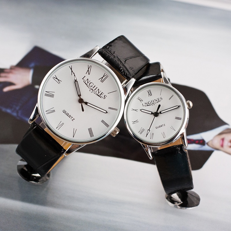 1Pcs Classic Quartz Horloge Waterdicht Paar Horloge Lederen Band Quartz Horloges Man Klok Paar Accessoires 2 Kleuren