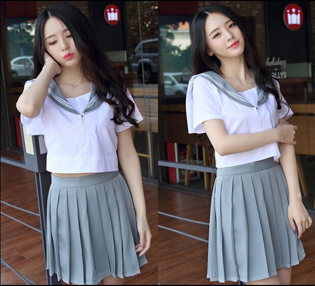 Students Suit Ms. Pleated Skirt School Japanese School Uniform Korean style 2 pcs for Girls