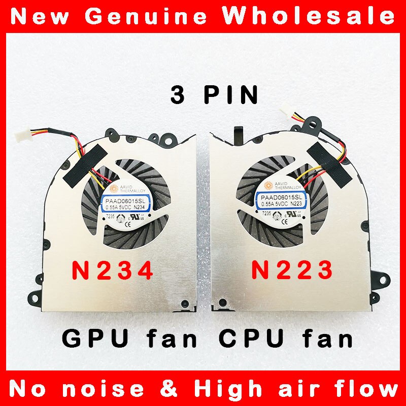Portátil cpu gpu del ventilador de refrigeración del ventilador de enfriamiento para MSI GS60 6QD 6QE 6QC 2QE 2PE 2PC 2QD 2PL PAAD06015SL N223 N234 DC 5V 0.55A