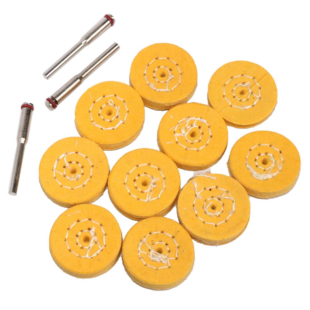 Tête de ponçage en coton, tige de 3mm, mini brosse pour perceuse Dremel: 26mm yellow 10pc