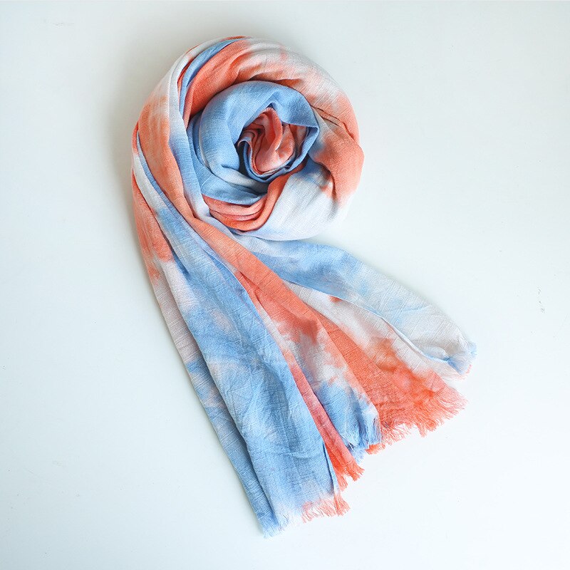 Populær slipsfarve unisex tørklæder 100%  bomuld blød muslimsk hijab hoved wrap farverige gradient tørklæde solcreme sjal 185 x 70cm: 3