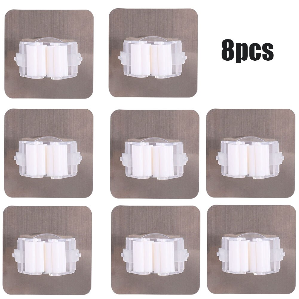 Multifunctionele Haken Mop Houder Wandmontage Organizer, borstel Bezem Hanger Haak Keuken Badkamer Waterdichte Wand Haak Self-Adhesiv: 8pcs White Hooks