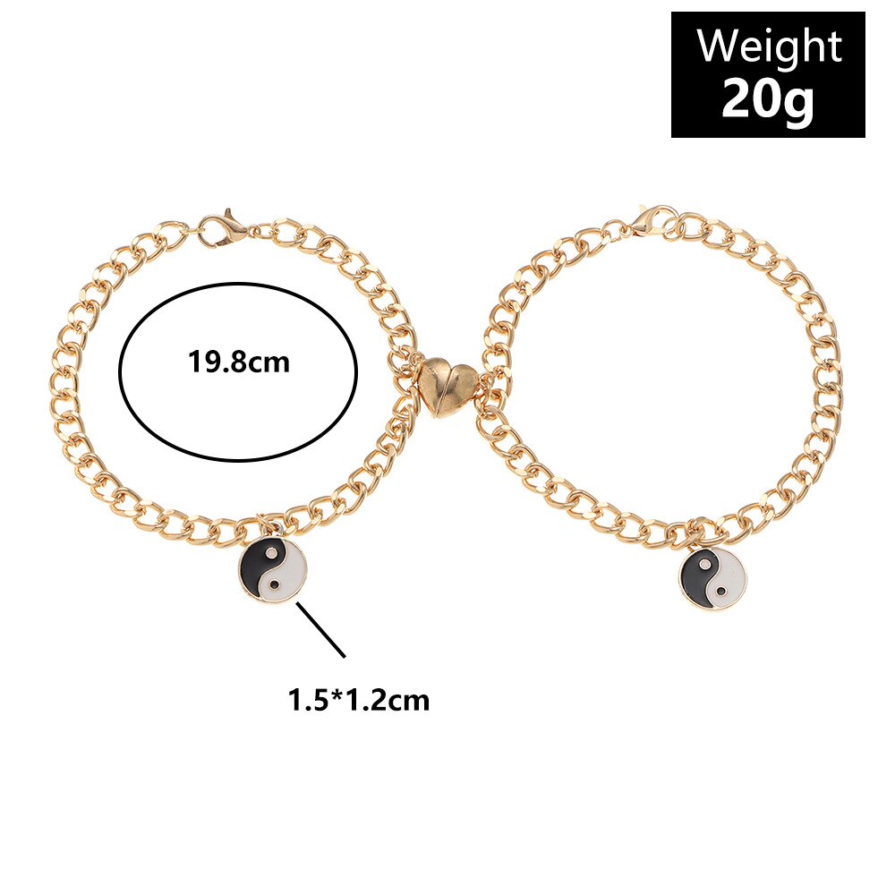 Veninder par magnet armbånd til kvinder sladder sort hvid guld armbånd kvinde kærlighed hjerte magnet armbånd