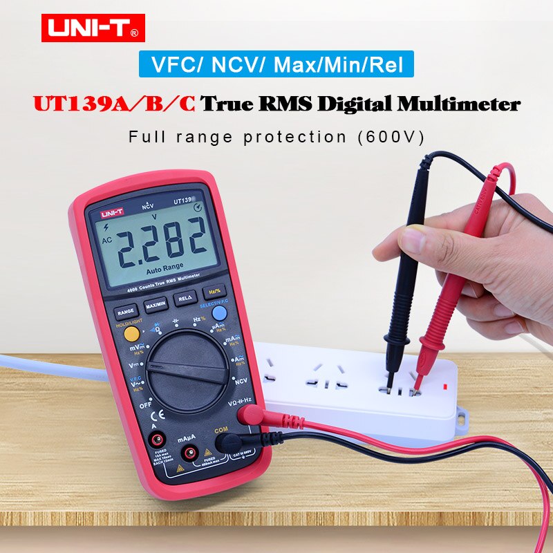 True RMS Digital Multimeter AC DC Voltage Current meter Ohm Capacitance Tester UNI-T UT139A UT139B UT139C Auto/Manual range NCV