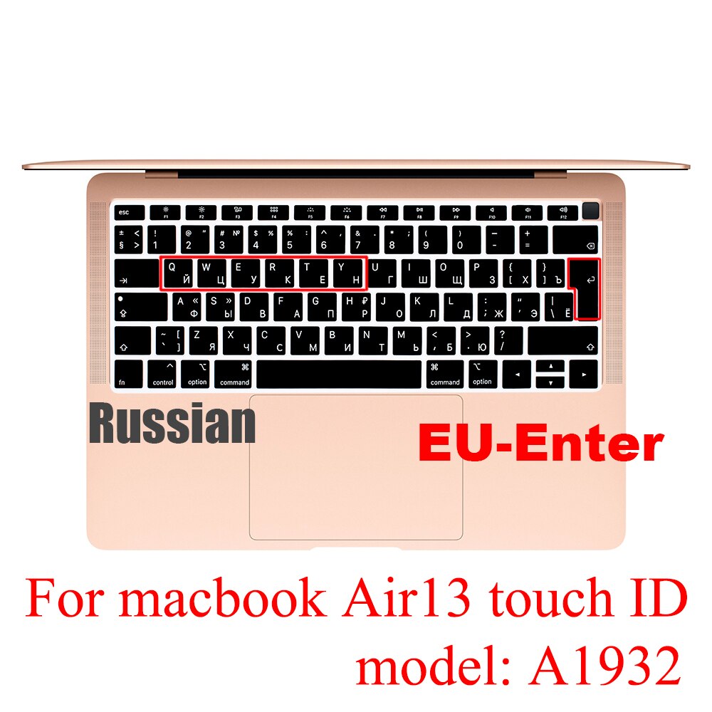 Rosyjska obudowa klawiatury laptopa dla macbook pro13 touchbar wersja amerykańska/europejska dla 13air A2337A2179 A2159 A2289 A1708 folia silikonowa: EU New air13 A1932