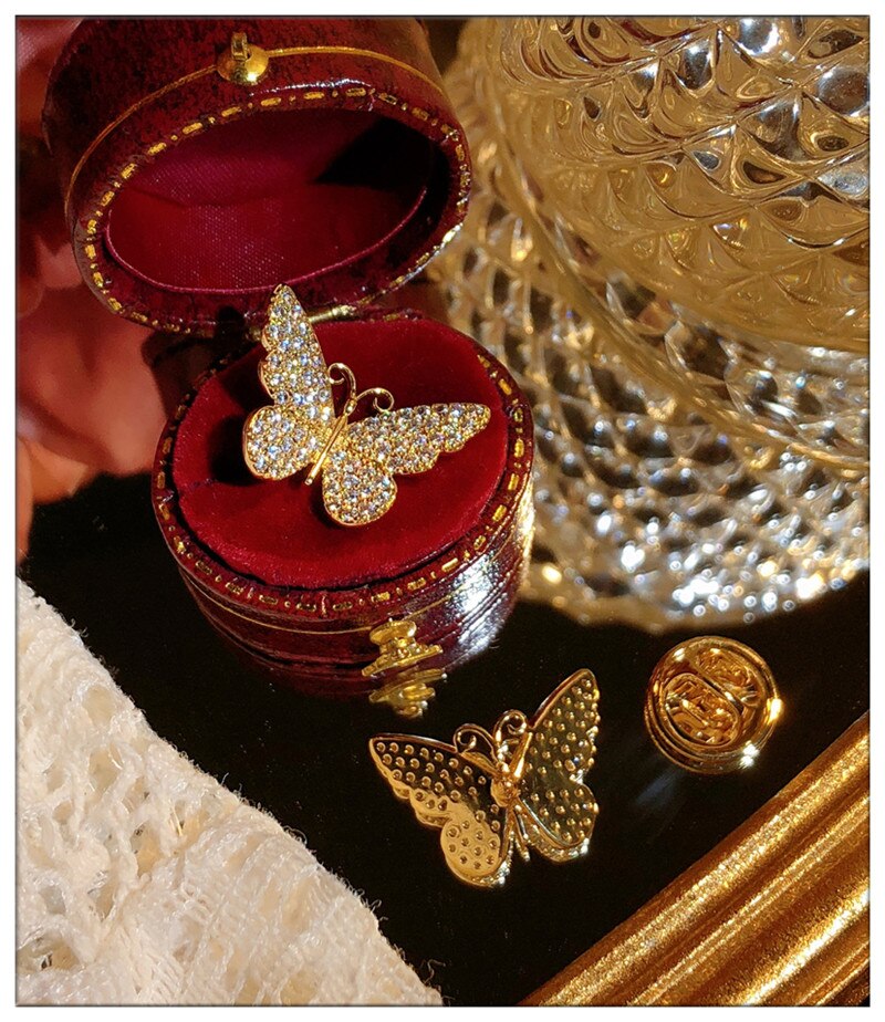 Butterfly Brooch - S925 Sterling Silver - Cubic Zirconia - Women's Lapel Pin