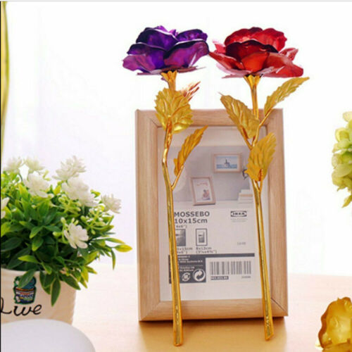 Beautiful 24k Gold Plated Golden Rose Flowers Anniversary Mothers Day Girlfriend Artificial Flowers