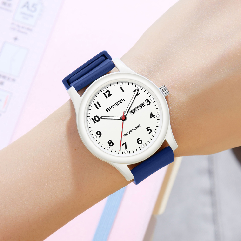SANDA Herrenuhr, Silikonarmband, modisch, lässig, wasserdicht, leuchtende Uhr, Unisex-Armbanduhr, Datum, Woche, Sport, Herrenuhren