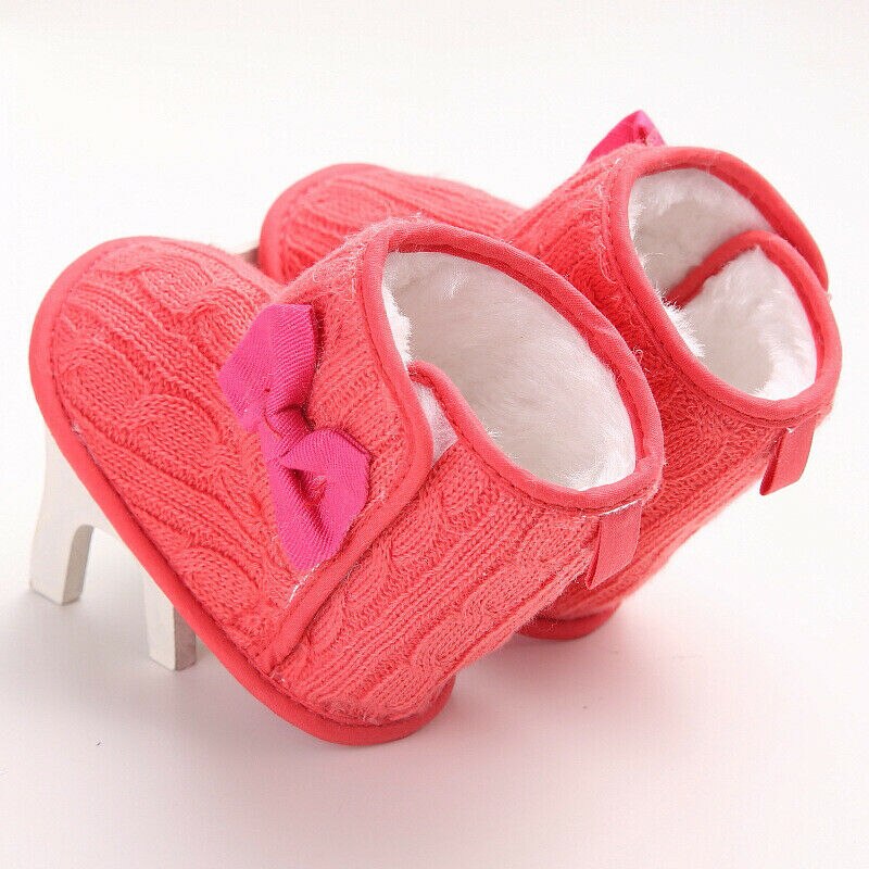 Baby Meisje Jongen Effen Grijs Snowboots Winter Strik Laarsjes Baby Peuter Pasgeboren Crib Schoenen 0-18M