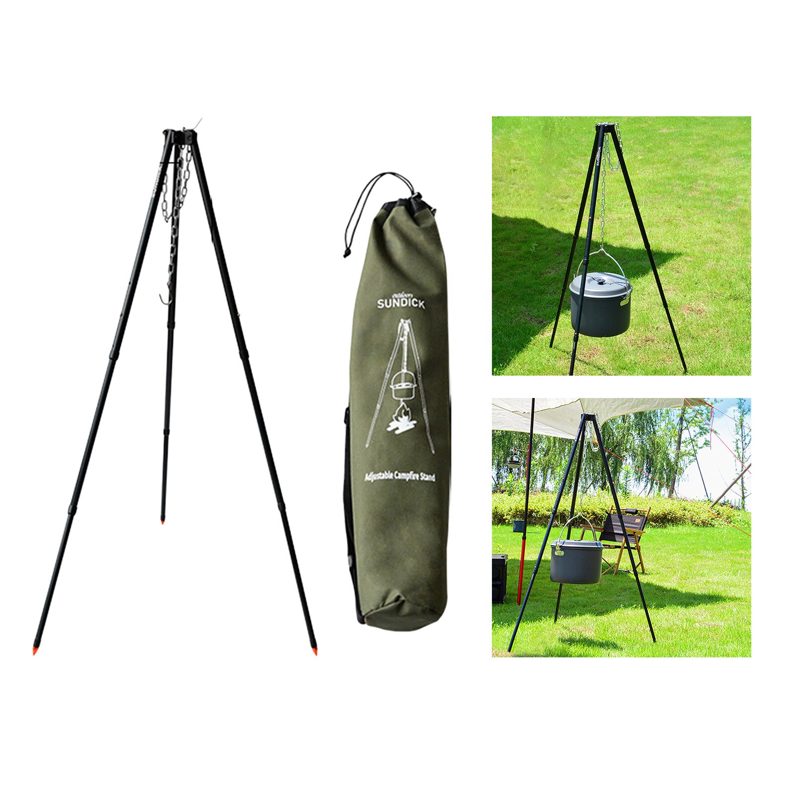 Grill Camping Tripod Portable Outdoor Cooking Tripod with Chain for Campfire Picnic ing Pot Stand Fishing Cookware