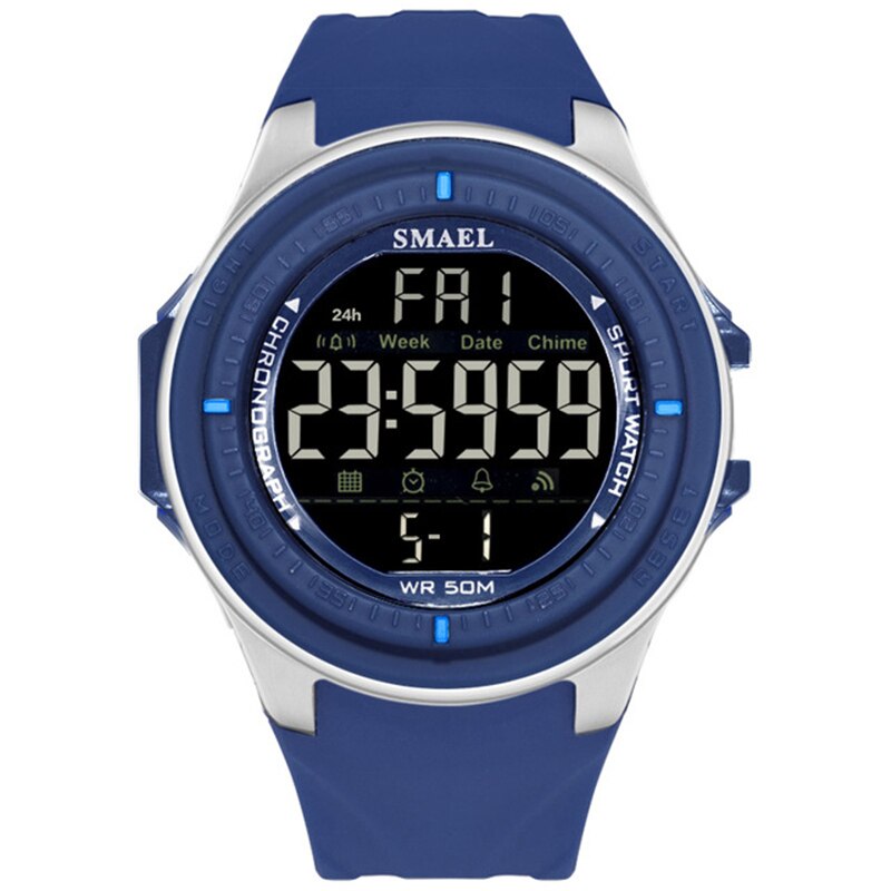 Smael relógio digital esportivo, marca de luxo, mergulho, 50m, relógios, eletrônicos, led, militar, homens, relógios de pulso casual, relógio masculino: Blue