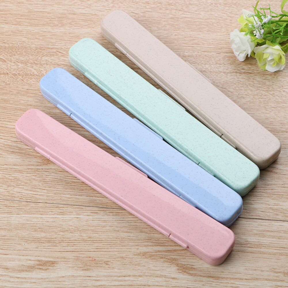 HOOMIN 1 Pair Food Sticks Chinese Chopsticks Wheat Straw 304 Stainless Steel Portable Travel Chopsticks with Storage Box