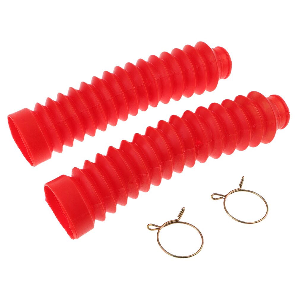 2Pcs Red Rubber Motorcycle Absorber Shock Anti- With Clamp 210*42*25mm