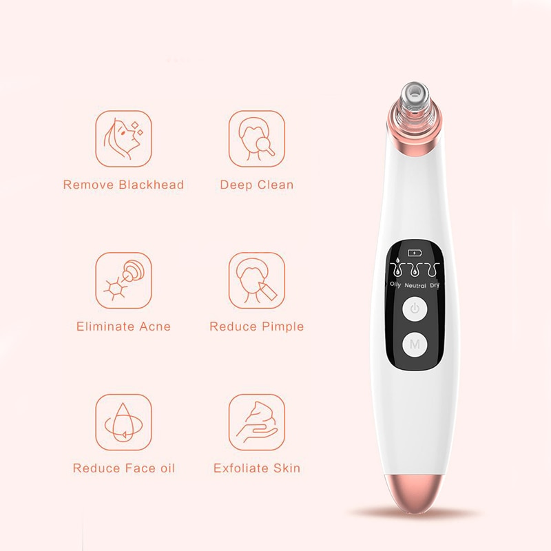 Electric LCD 6 Suckers Blackhead Remover Facial Clean Skin Care Pore Acne Black Point Vacuum Suction Beauty Clean Skin Tool