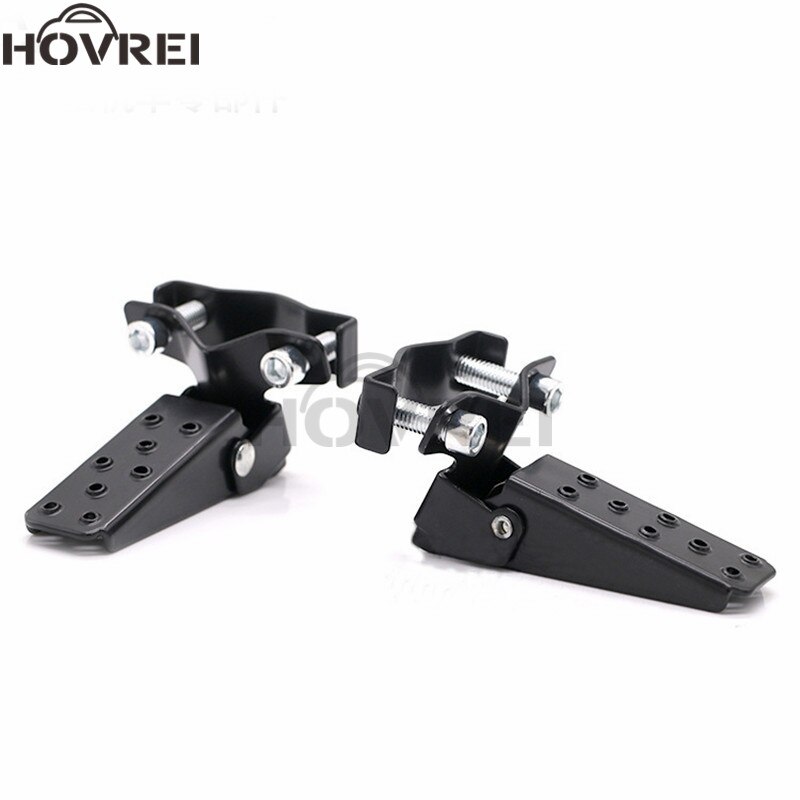 1 pair Universal Retro Motorcycle Black Clamp-on Steel Axle Foldable Foot pedal Step Pegs motobike front rear Folding Foot rest