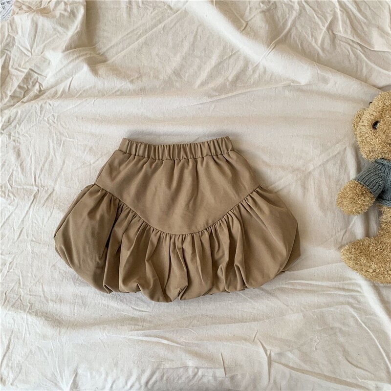 Jupe Style coréen pour petite fille, vêtement d&#39;automne, noir, kaki, taille élastique, volants, lanterne, citrouille, vêtements à la , , E218: khaki / 120cm 5Year