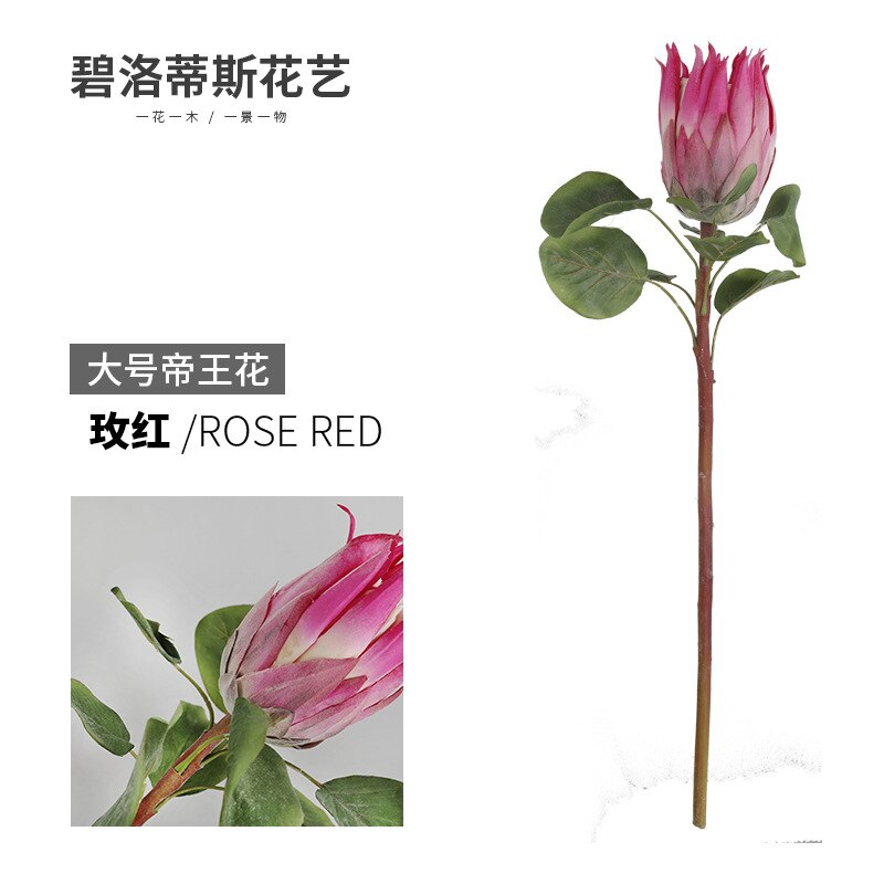 Golv konstgjord bukett stor kung protea fönster shopping dekoration bröllop konstgjord blomdekoration: Bl28375 5280 ros röd