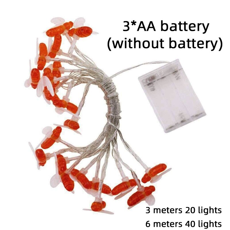6m 40 led bi formet led juleguirlander snor lys batteri flash fe lys til fest have bryllup år dekoration