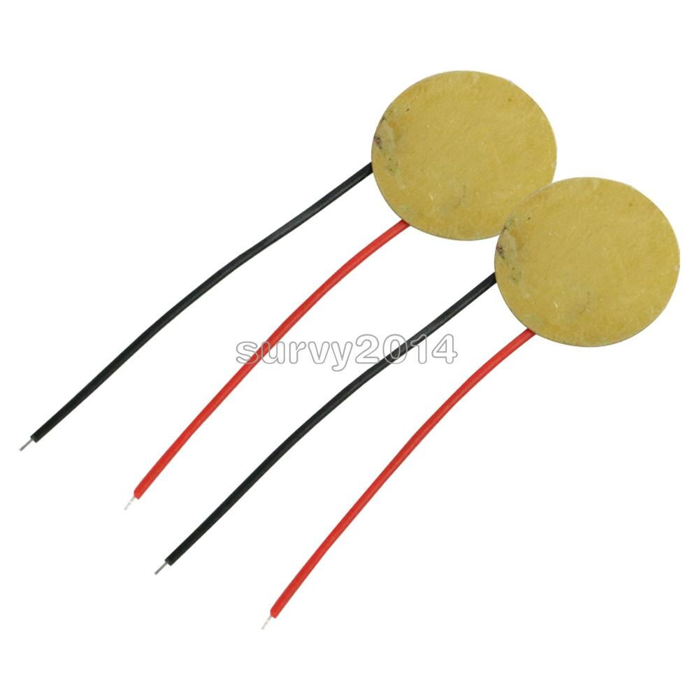 10pcs/lot 15mm Piezo Elements buzzer Sounder Sensor Trigger Drum Disc With Wire Copper Piezo buzzers For Arduino Loudspeaker