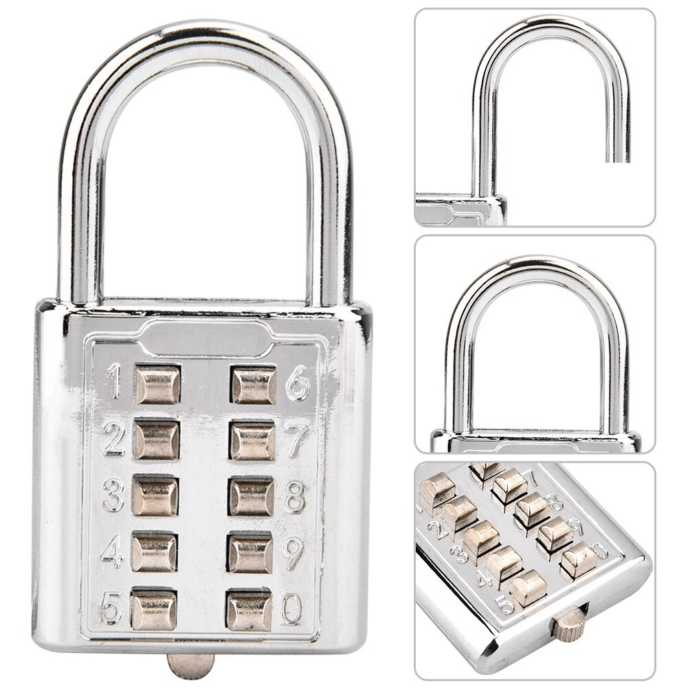 10-Digit Push Button Combination Password Padlock Blind Button Padlocks Password Locks For Lock Luggage Zipper
