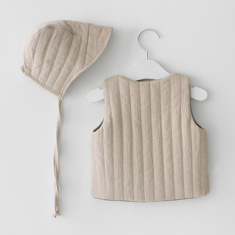 Herfst Winter Leuke Baby Vest Warme Muts Vest Baby Kleding Sets Jongen Meisje Baby Outdoor Jas Vest Wit Dubbelzijdig vest