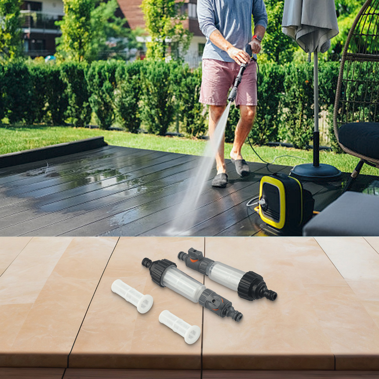 Wasserfilter für wohnwagen und wohnmobile, terrassenausstattung, einstellbarer wasserdurchfluss, leicht zu reinigen, entfernung von verunreinigungen für wohnwagen