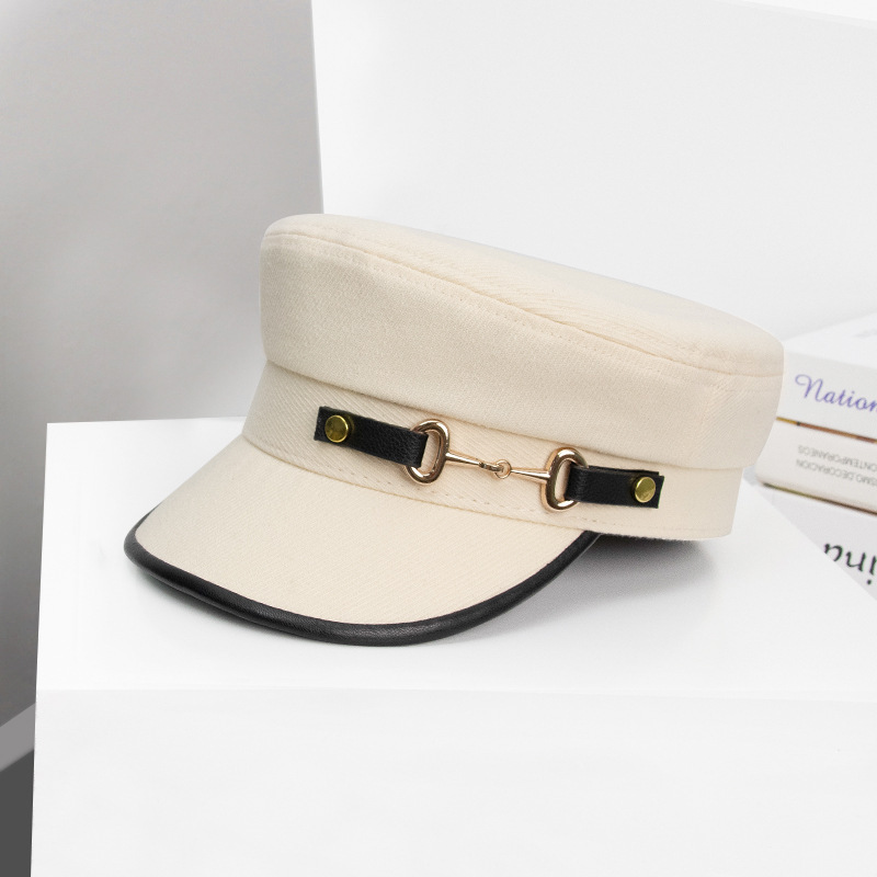 Béret de Style anglais pour femme, chapeau à chaîne de la marine, chapeau octogonal de journal, rétro sauvage, Casquette octogonal, automne et hiver: 6