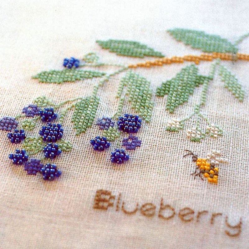 3D Cross Stitch Fresh Blueberry Bead Embroidery Linen Small Home decorative painting Handicrafts Unfinished