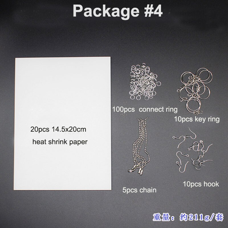 Krympende kunst papir varmekrympeark plast kit hul hul nøgleringe blyanter diy tegninger: 4