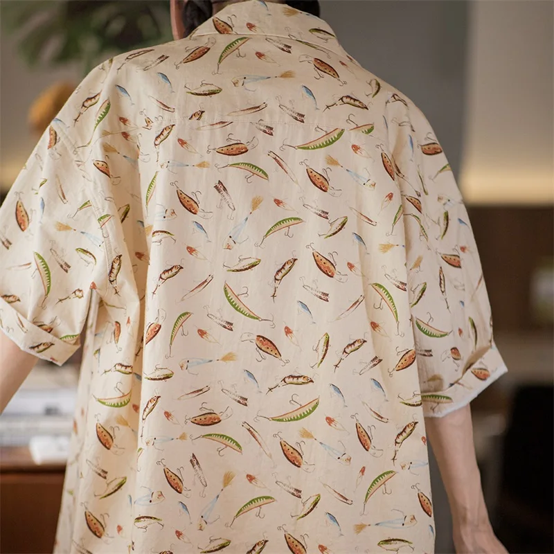 Camisas de manga corta pintadas Maden para hombres y mujeres, camisa de media manga con estampado Hawaiano de algodón, Tops casuales sueltos de verano, Unisex