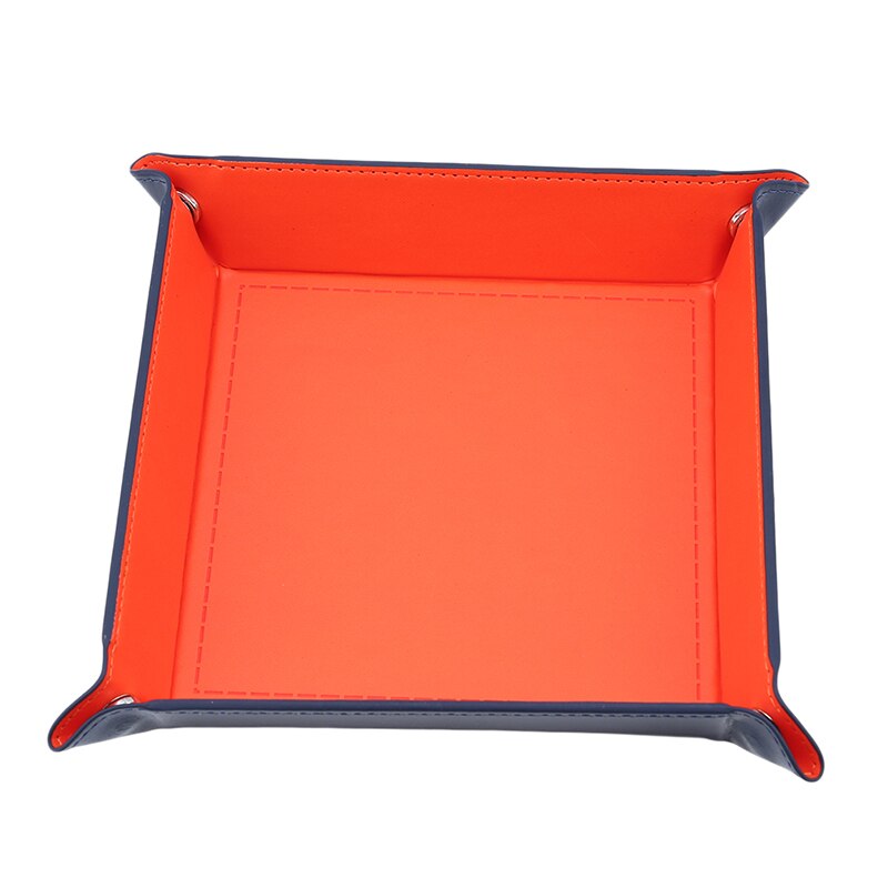 Foldbar opbevaringsboks firkantet bakke til terningspil spil nøglebog møntbakke bakke desktop opbevaringsbakke bakker dekor: Orange