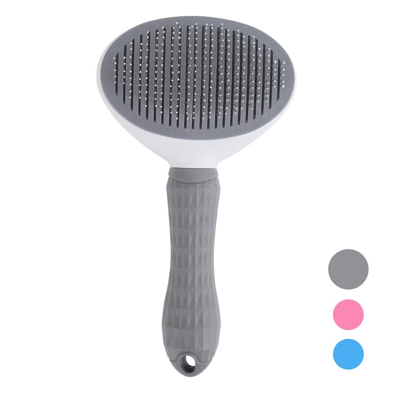 Cepillo removedor de pelo para perros y gatos, peines automáticos para el cuidado de mascotas, peine antipulgas de , suministros para gatos: Gray