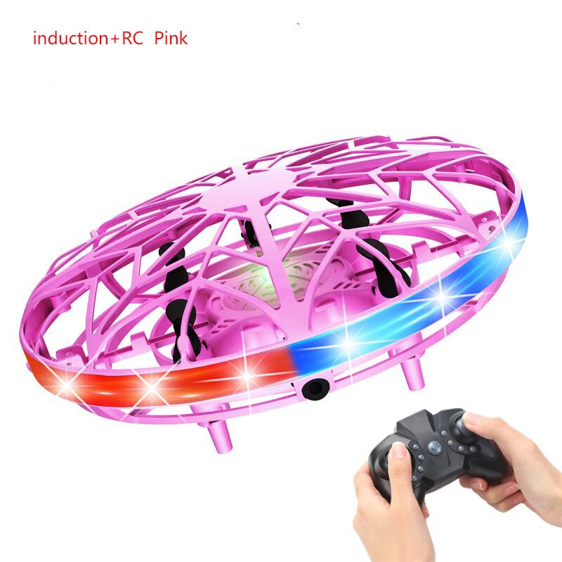 ZK20 Magical Fingertip Flying Ground Amphibious Gyro Levitation Induction Gyro UFO Drone Adult Decompression Toy Kids Toy: RC pink