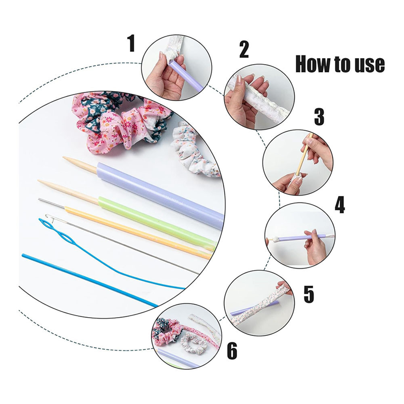 Ensemble d'outils de tournage et d'enfilage de tubes en tissu, ensemble d'outils d'enfilage de cordon, Kit de boucles de couture comme indiqué en plastique + métal: Default Title