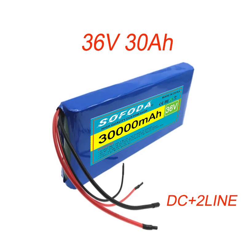 36V 10S1P 30000mAh Battery Pack 20Ah 18650 Lithium Li-ion Rechargeable Batteries 30Ah BMS 500W: Blue