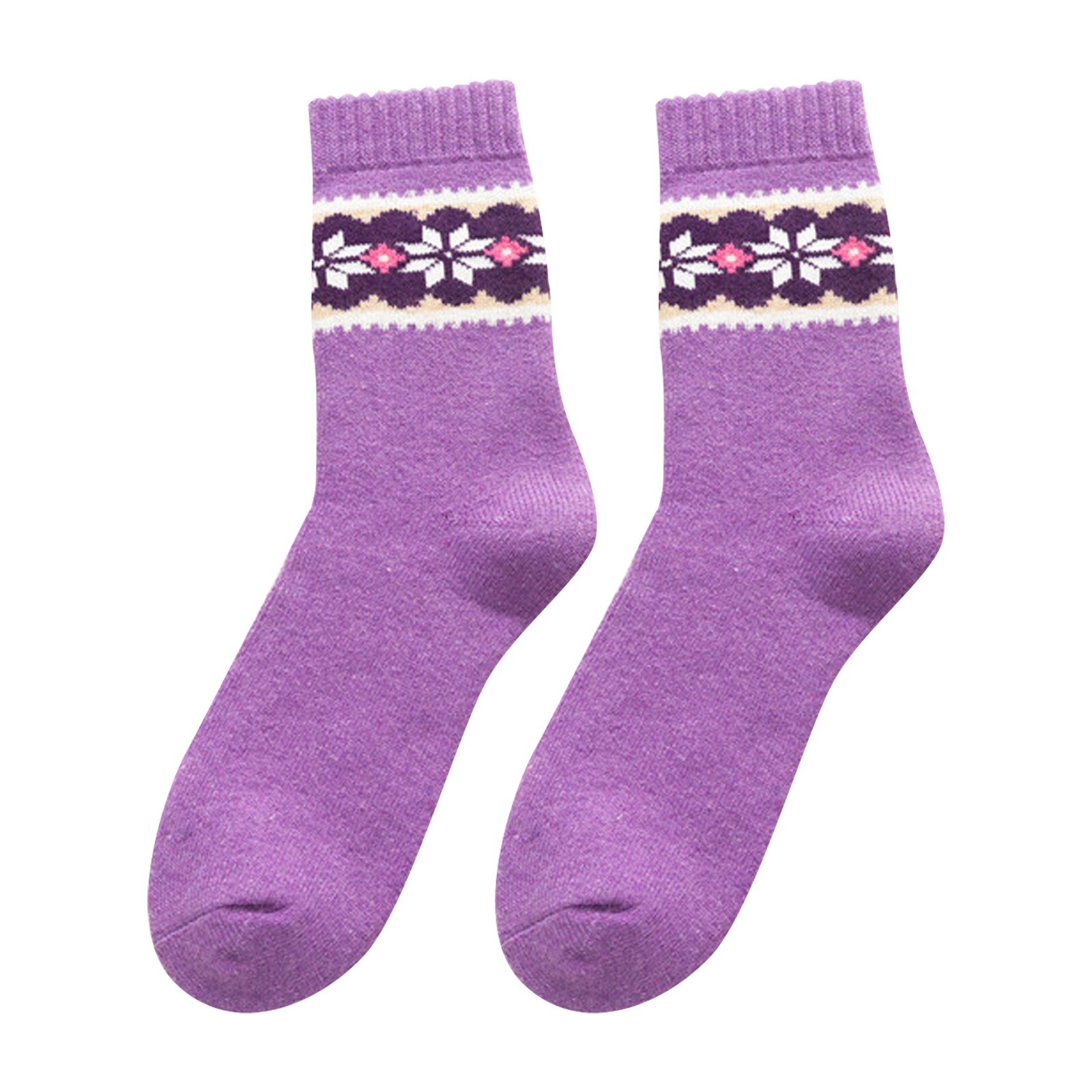 5 Pack frauen Socken Vintage Winter Weiche Atmungsaktive Baumwolle Weibliche Socken Dicker Anti-slip Warme Kalten Stricken Wolle boden Socken