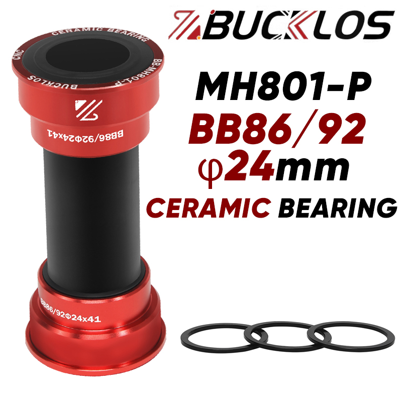 BUCKLOS Bike Pressfit Bottom Bracket BB86/92 Road Mountain Bike Bottom Bracket Sealed Bearing 24mm Ultralight Bicycle BB Parts: Red