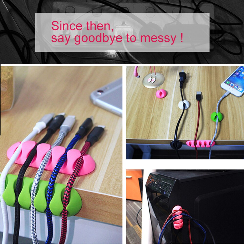Silikonowa kabel do telefonu komórkowego organizator kable USB Conector uchwyt czarny biały Multi Hole Wire Protector dla przewodów myszy