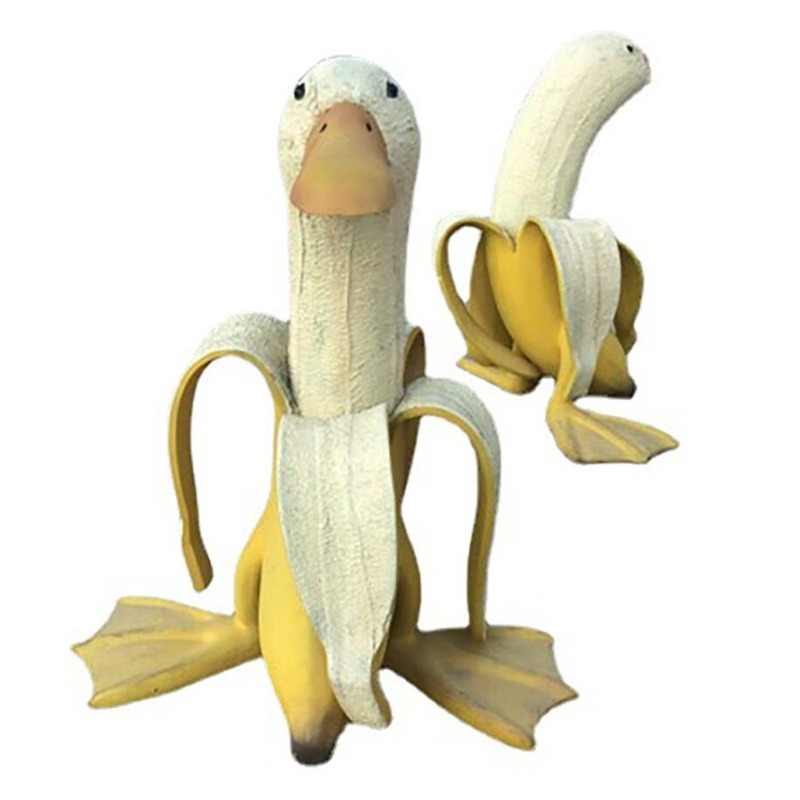 Pato de plátano, esculturas creativas para decoración de jardín, decoración de jardinería Vintage, arte caprichoso, pato de plátano pelado, estatuas artesanales para el hogar