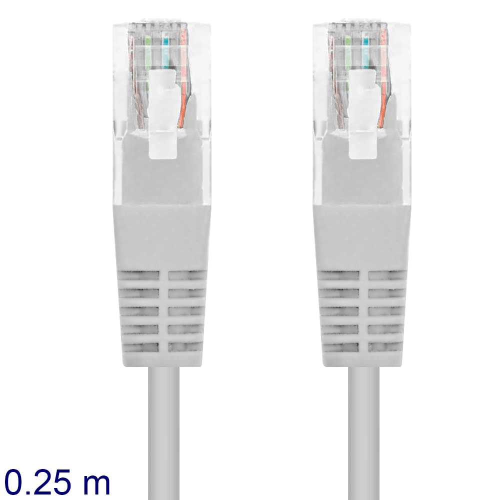 NANOCABLE Cavo di Rete RJ45 AWG24 Patch Ethernet Internet per Reti LAN Router Switch Grigio 10.20.0100-L25 25cm Cat.5e