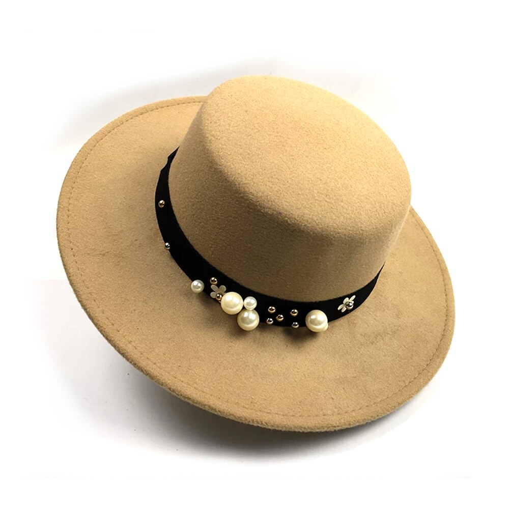 Perle chapeau femme vintage moderigtigt sort top filt fedora hat mænd sombrero bowler kirke trilby hatte til kvinder gorra mujer: 3