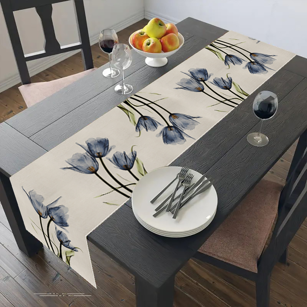 Tulpenlinnen Tafel Rustieke Boerderij Stijl Tafelloper 13X70 Inch, Keuken Eettafel Decoratie Voor Indoor Outdoor Home