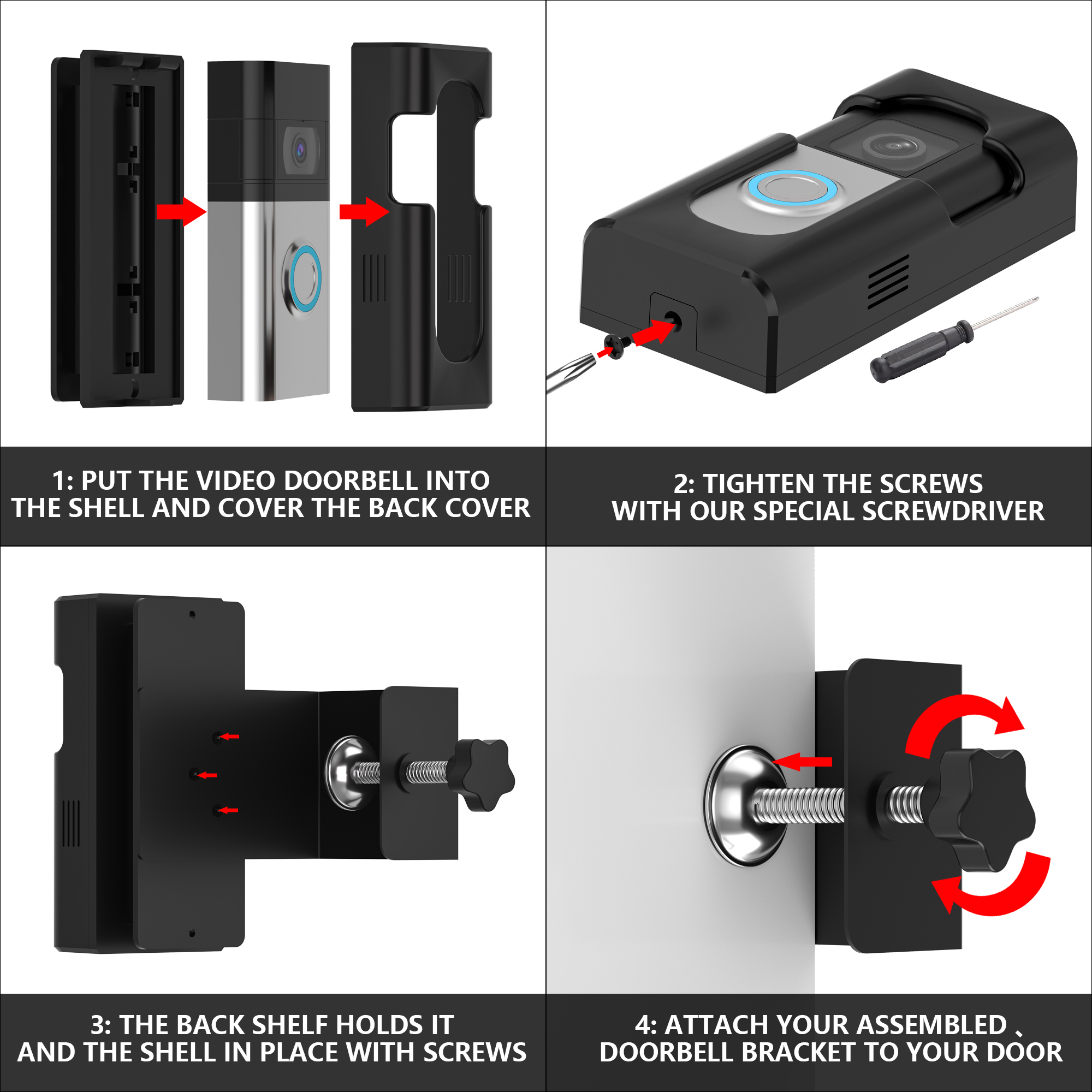 Support de sonnette antivol sans perçage, housse de protection pour sonnette vidéo, angle réglable, 45 °, gauche, droite