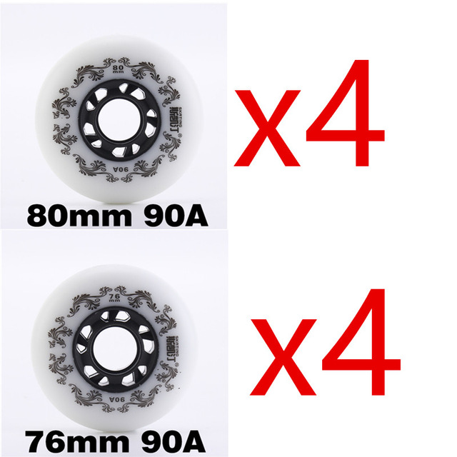 Ruedas para patines en línea, color blanco/amarillo, 90A, neumático duradero de estilo libre, 72mm, 76mm, 80mm, patín Seba, rueda de hoja de repuesto, 8 Uds.: Verde militar