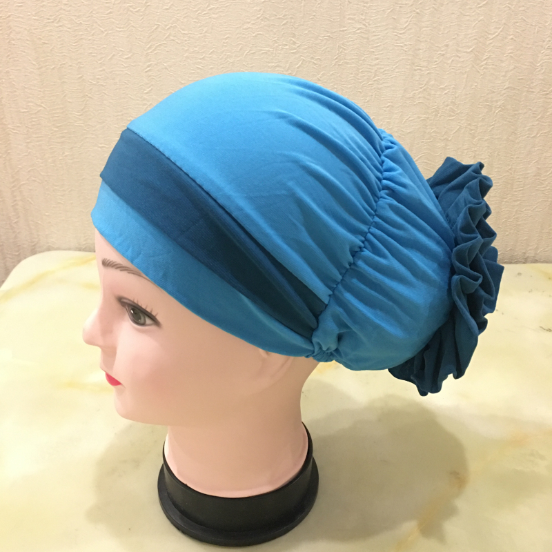 H133 frente dos colores turbante hijab estiramiento interior Hijabs cobertura completa gorras listas para usar mujeres pañuelo para la cabeza debajo del Hijab Bo: Luz de jengibre
