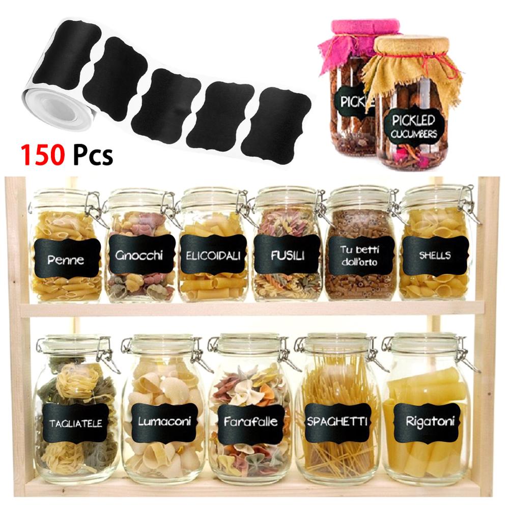 150pcs Spice Sticker Kitchen Label Sticker Waterproof Jar Stickers Storage Organizer Bottles Jars Stickers Blackboard Spices Tag