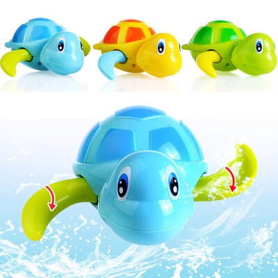 Baby badeværelse skildpadde urværk legetøj tegneserie dyreskildpadder mini gennemsøgning vind op legetøj pædagogisk børn klassisk legetøj tilfældig farve: Skildpadde tilfældig